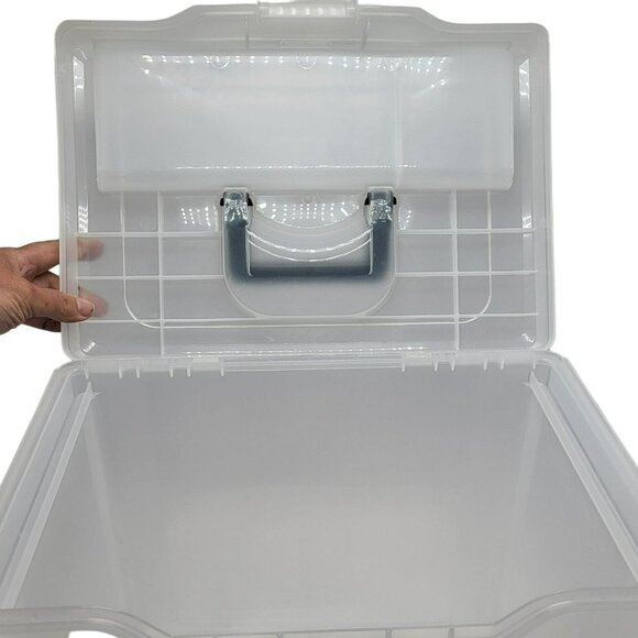 Portable Travel File Holder Box Letter Size W Storage & Top Handle Clear Black - Picture 10 of 11